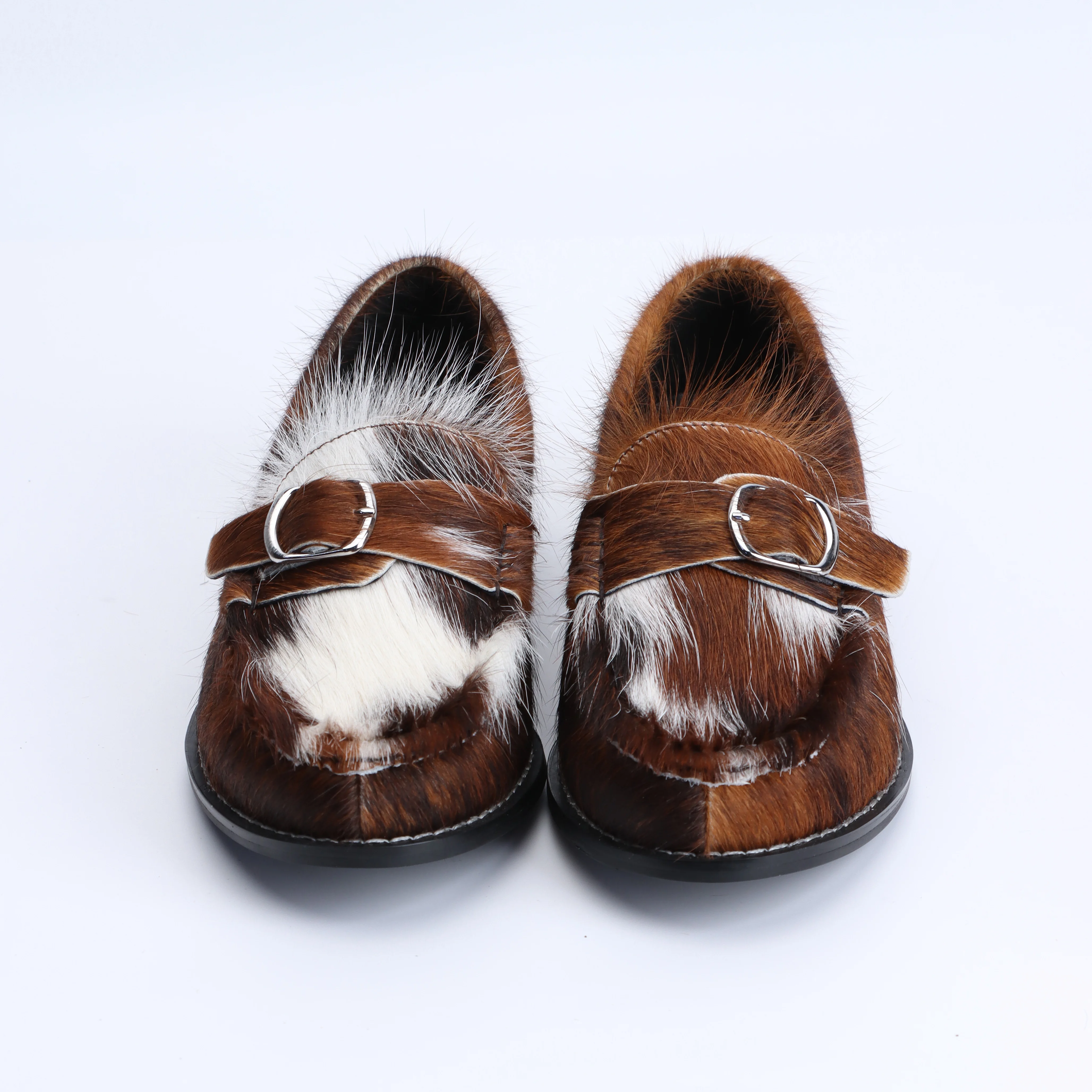 Luxury Designer Loafers for Women, Handmade Cowhide Fur, Rubber Sole, Latex Insole, Soft & Comfortable, Trendy Flats 2025