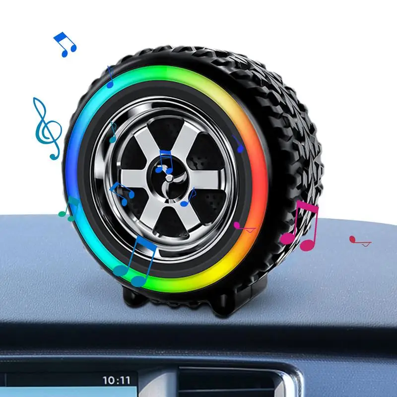 

Portable Speaker Car Wheel Shaped Wireless Loud Speakers With LED Handheld Pocket Size Punchy Bass Rich Audio Stereo Pairing For