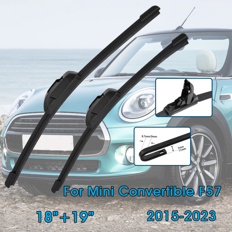 شفرات ممسحة السيارة 18 "+ 19" لـ Mini Convertible F57 2015-2023 شفرات النافذة الأمامية للزجاج الأمامي ملحقات السيارة