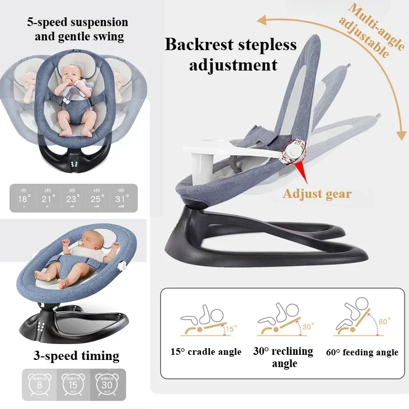 Electric Baby Swing for Infants to Toddlers with 5 Swing Speeds Remote Control Music Baby Rocker Chair for Newborn Boys Girls