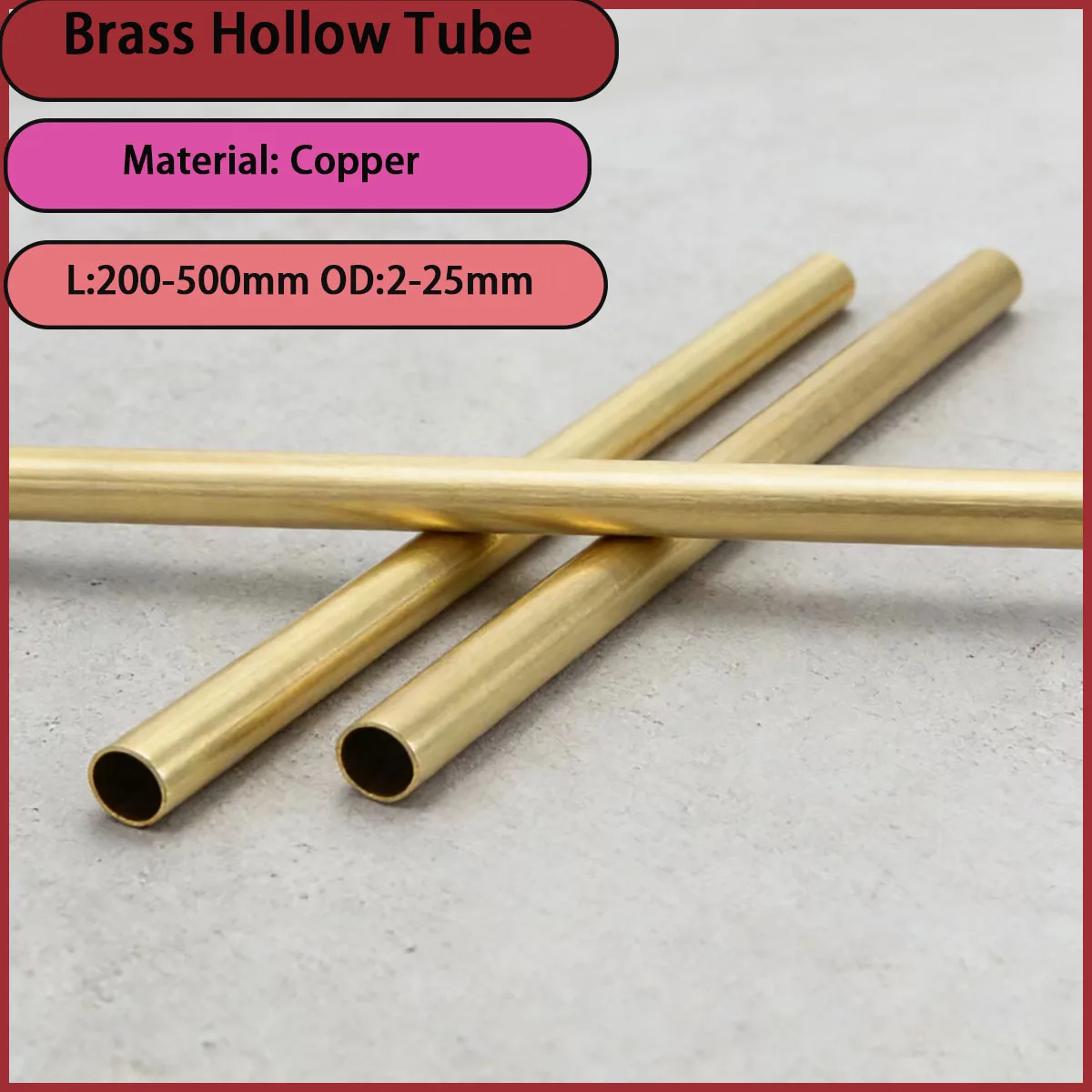 L200-500mm brass round tube D2-25mm for water supply and drainage, HVAC, electrical conductivity, etc