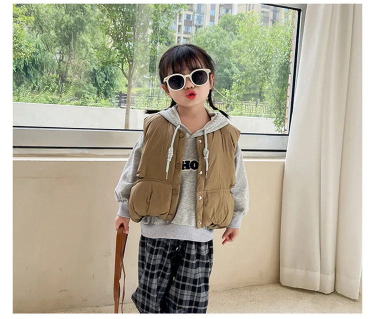 

Children Cotton Vest Boys and Girls Baby Go Out Korean Small Turtle Vest Baby Warm Korean Small Vest Solid Casual