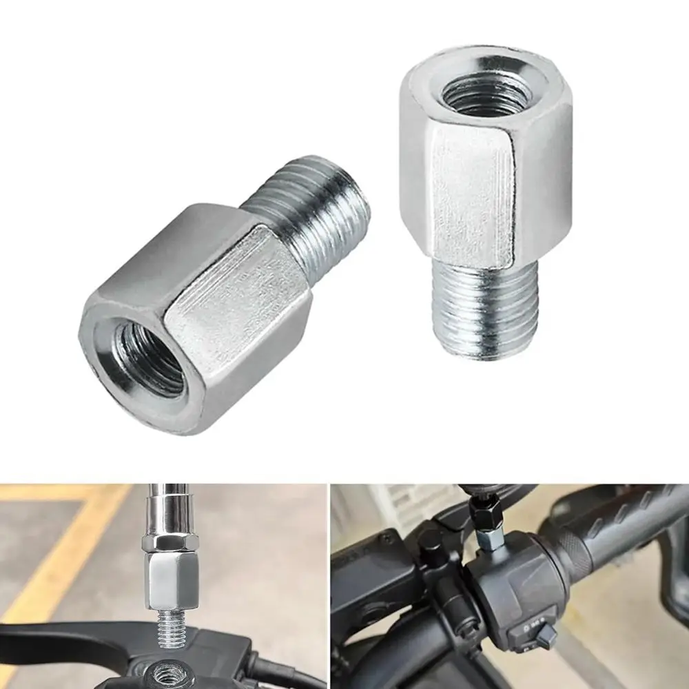 Motorcycle 10MM M10 8MM M8 Rearview Mirrors Adapters Right Hand Thread Clockwise Anti-clock Conversion Bolt Screws Silver