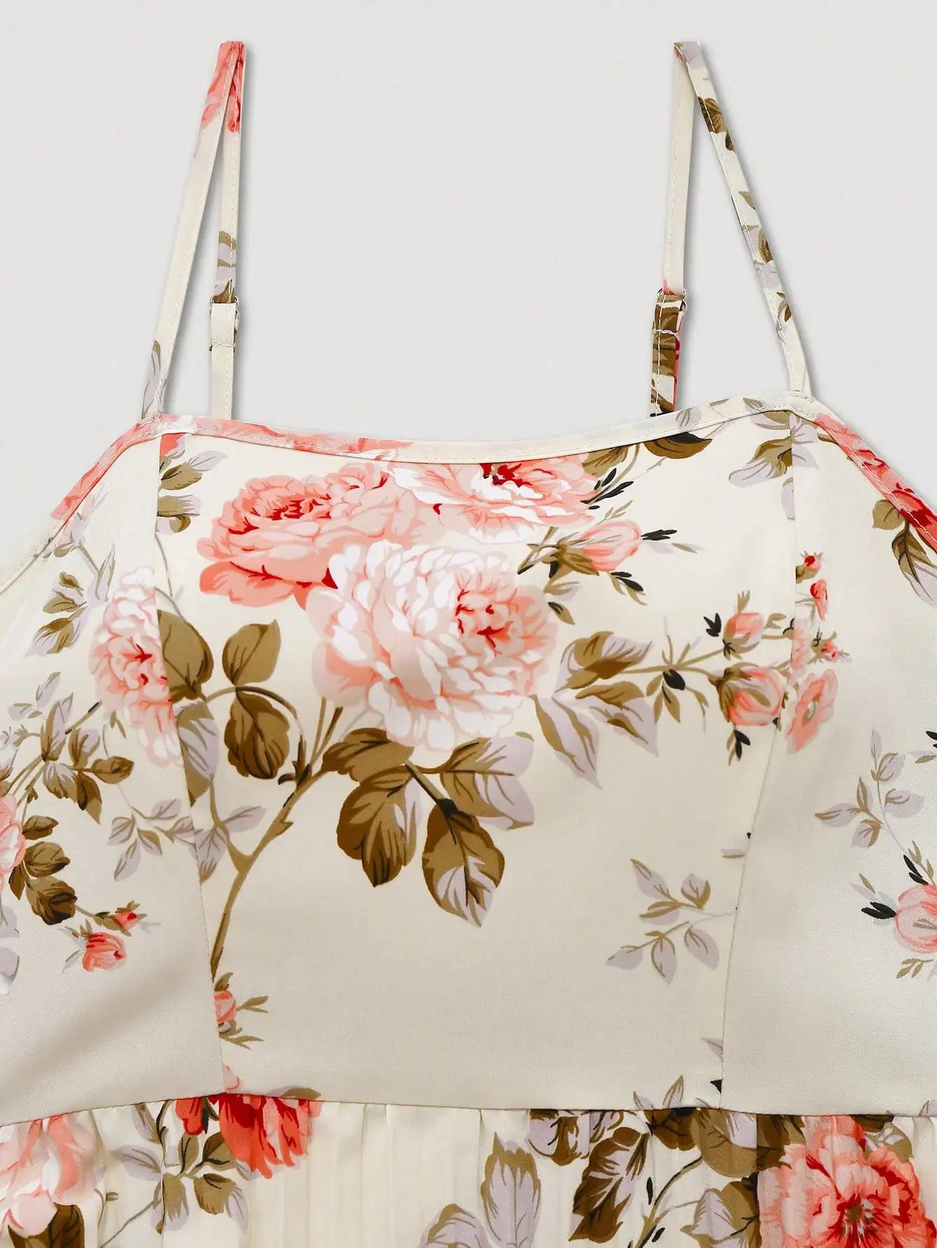 Elegantes, geblümtes, plissiertes Midikleid mit Strickjacke für Dates, Valentinstag und Freizeitaktivitäten.