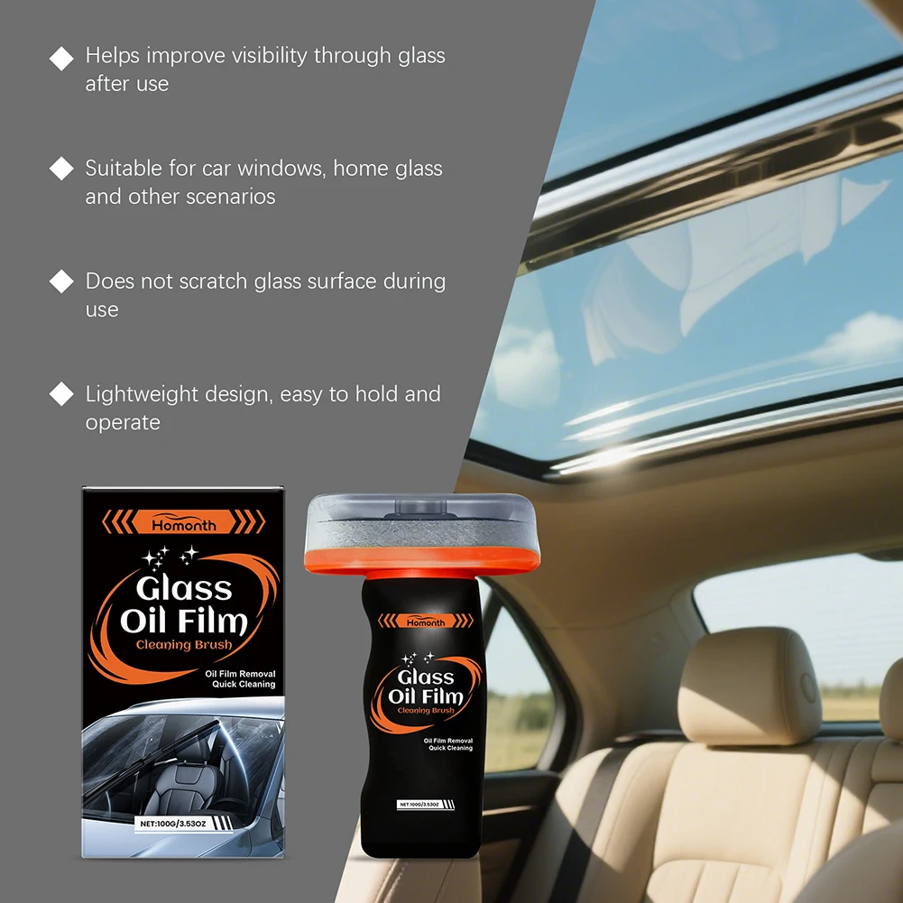 Auto Glass Cleaner For Stubborn Stains Designed For Windshields & Rearview Mirrors. Safe Driving In All-weather Conditions