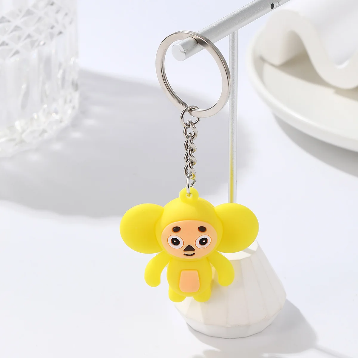 Cute Anime Figure Cheburashkas Monkey Keychain Cartoon Animal Doll Car Key Ring Backpack Pendant Decora Kid Education Xmas Gifts