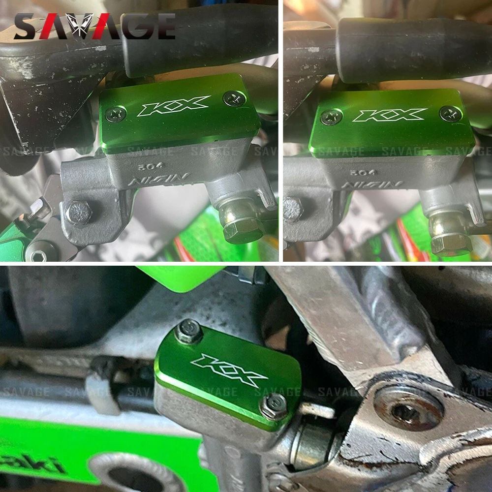 For Kawasaki KX250F KX450F KX125 KX250 Front Rear Brake Master Cylinder Oil Fluid Reservoir Cap Cover Guard KX 250F 450F 125 250