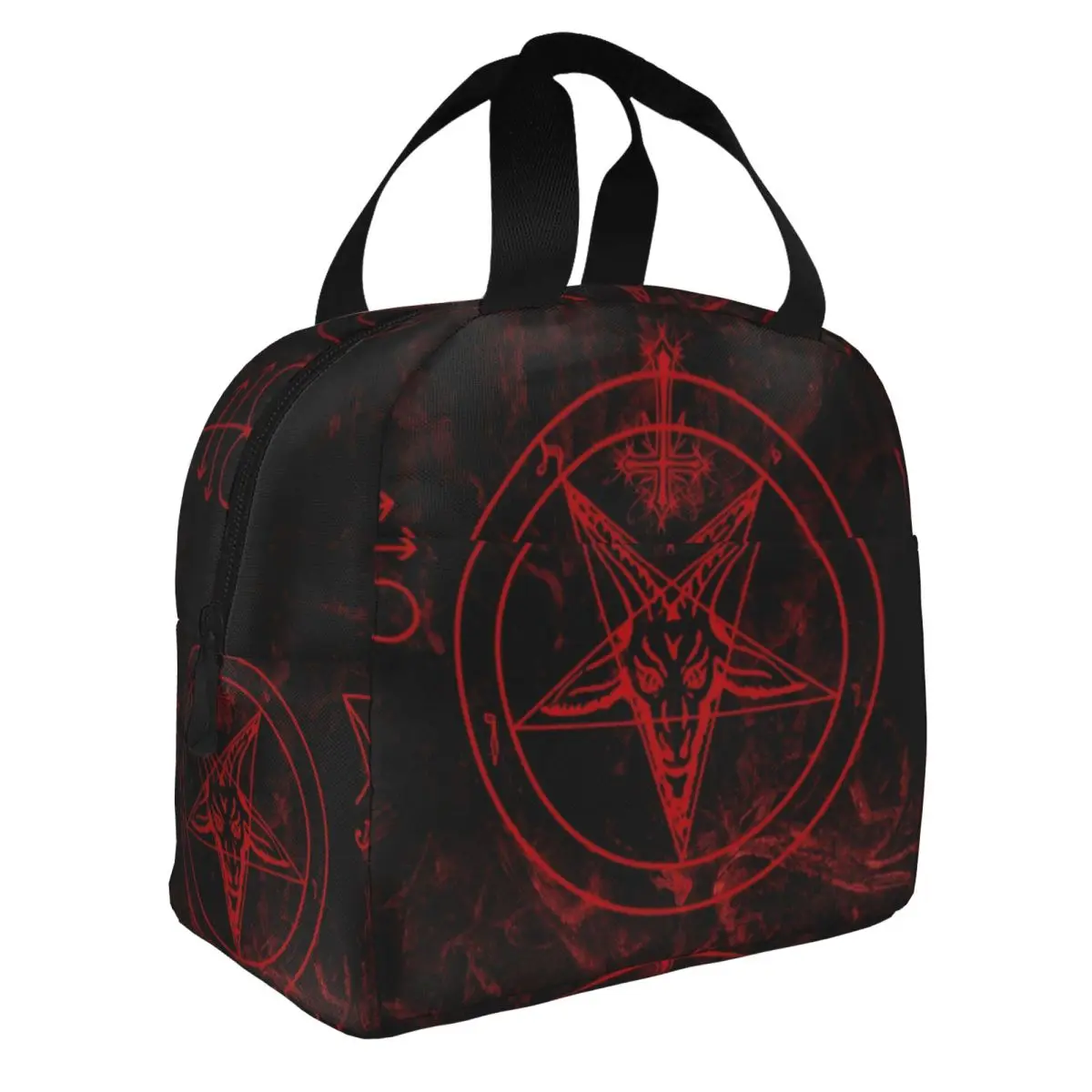 Baphomets Leviathan Cross Portable Lunch Box for Women Multifunction Devil Satanic Cooler Thermal Food Insulated Lunch Bag