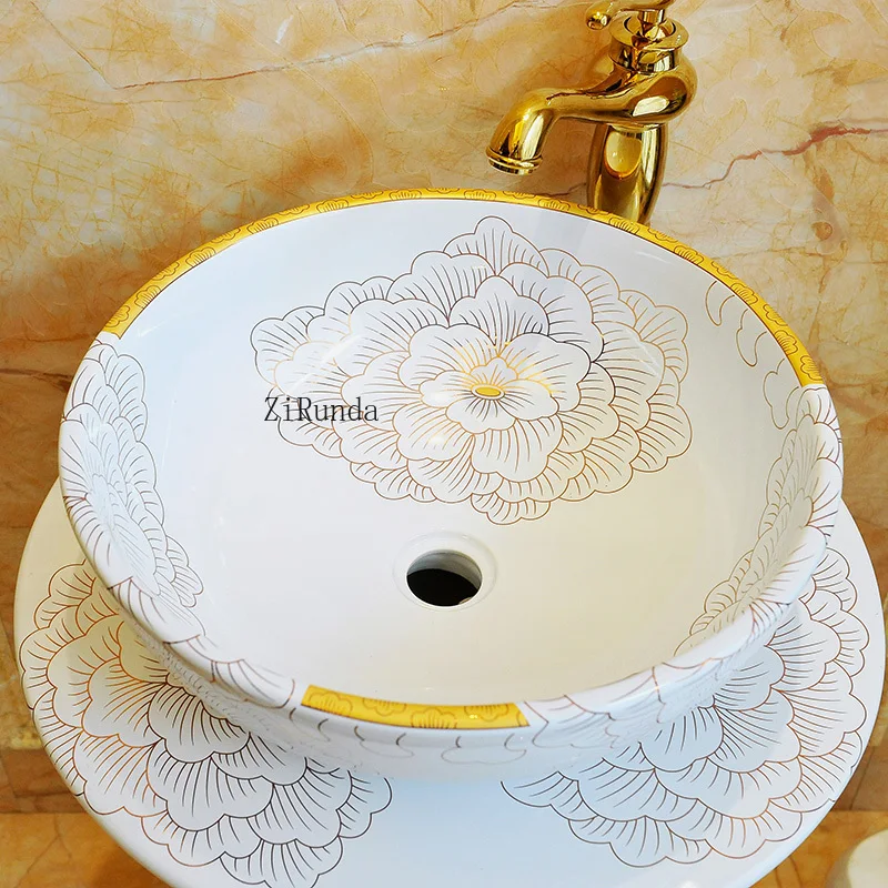 Geïntegreerde kolomwastafel, keramische kolomwastafel, staande balkonwastafel