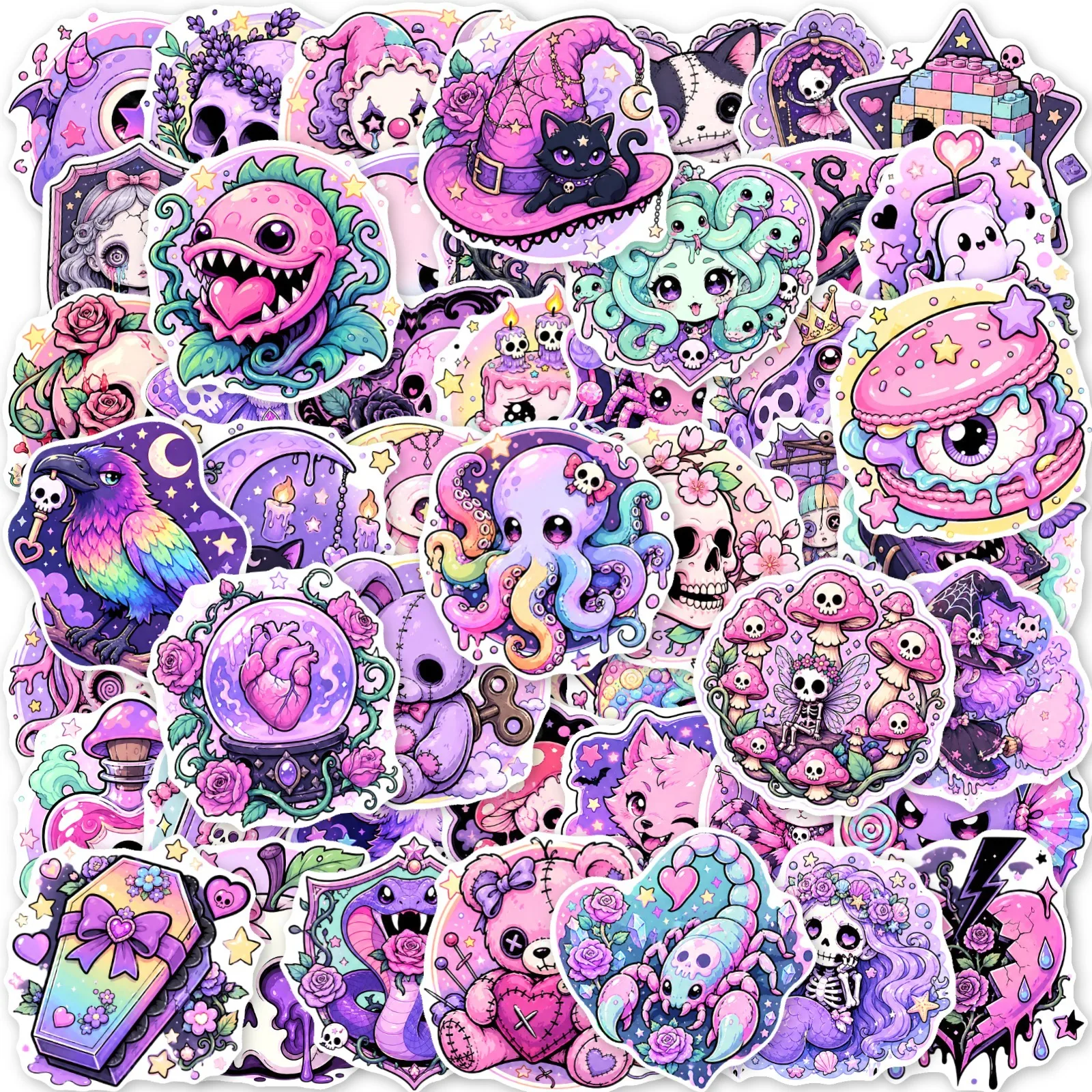 50PcsTrendyY2KDark Aesthetic Graffiti Stickers,CreativeWaterproof Decorative Stickers for JournalPhone Case Water Bottle Luggage