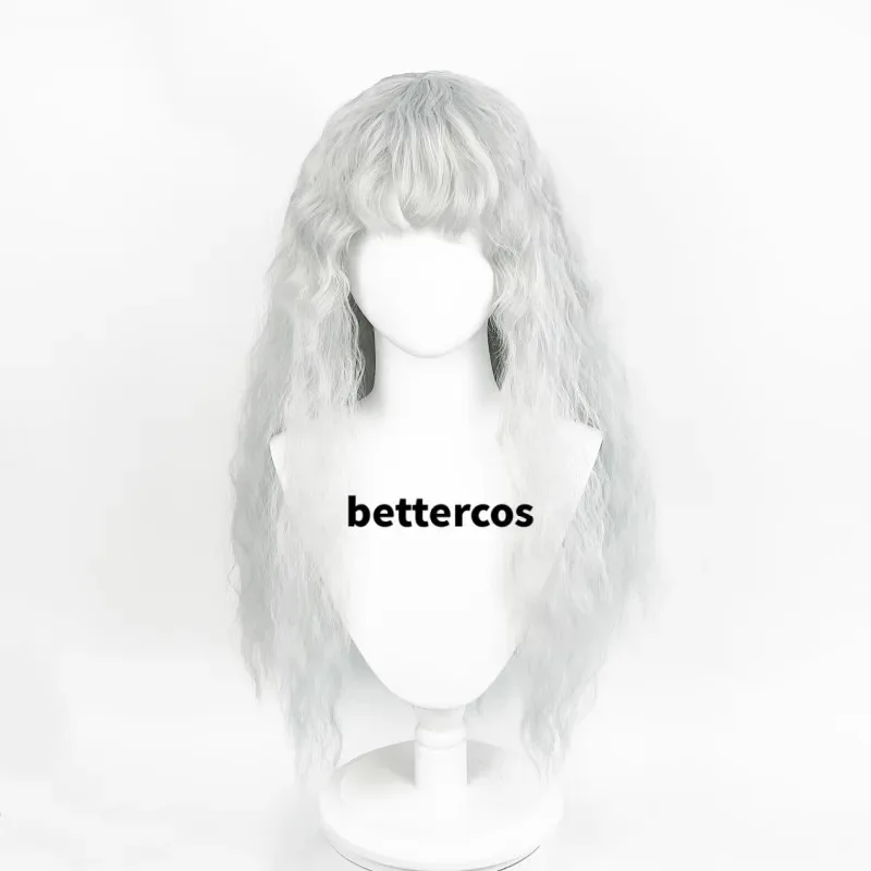 

NewGriffith Cosplay Wig Light Grey Curly Wavy 70cm Long Heat Resistant Synthetic Hair Wigs + Wig Cap2025