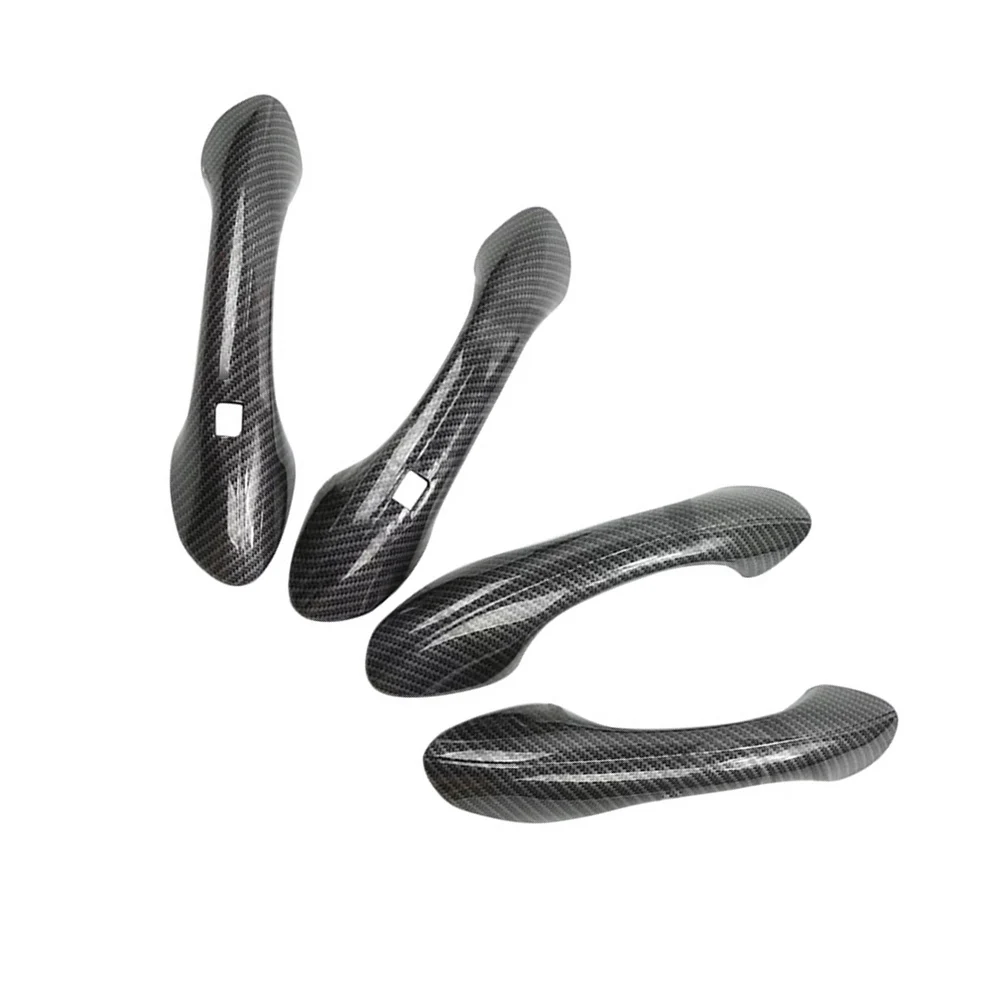 ABS Molding Door Handle Cover Carbon Fiber BLACK Imitation Carbon Fiber Trim Accessory No Special Tools Required
