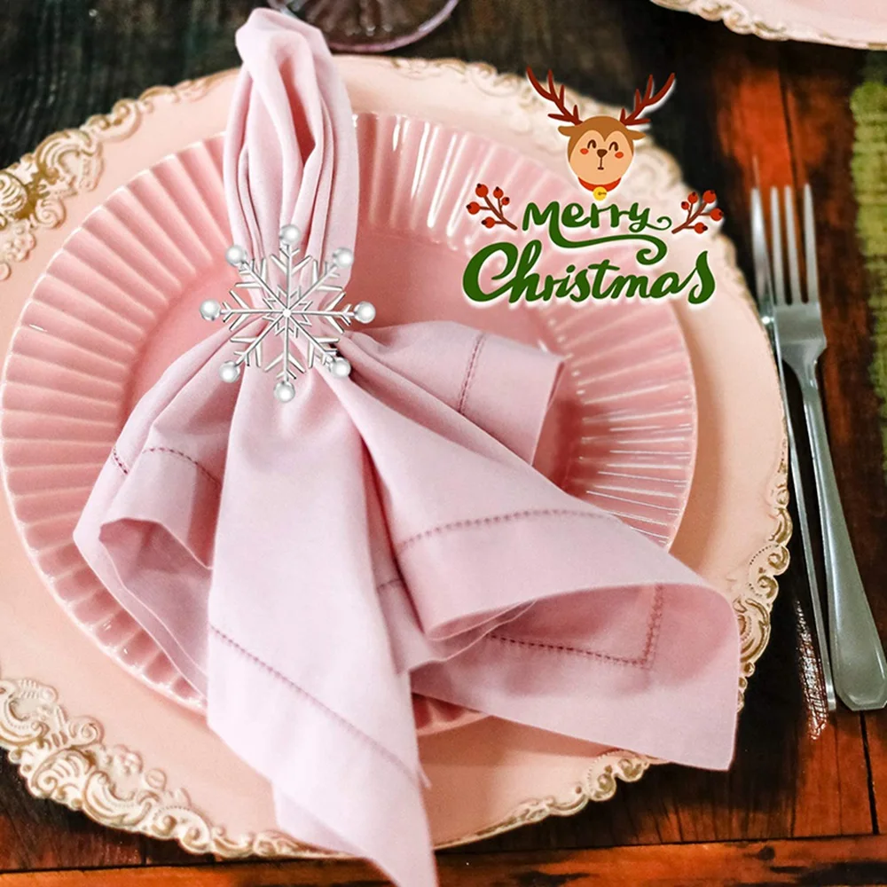 

Premium 8 Pcs Christmas Snowflake Napkin Rings,Napkin Holders Table Serviette Buckles Decoration For Dinning,Wedding,Family,Etc