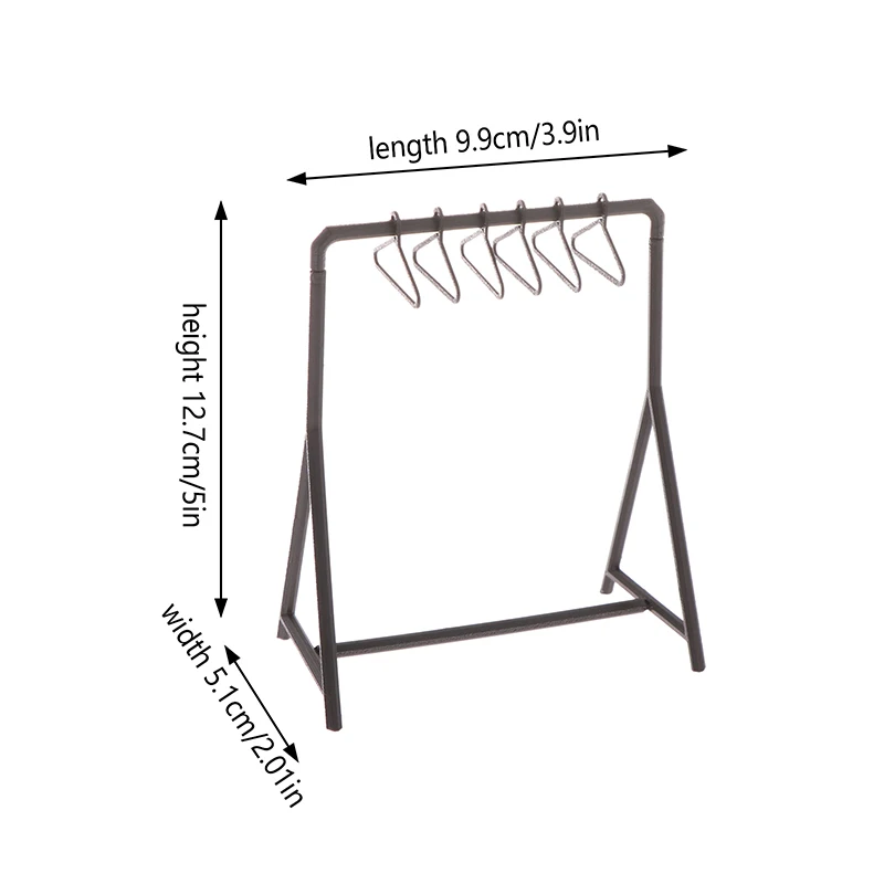 Roupas Rack Garment Organizer Hangers Set, Dollhouse Mini Móveis Decoração, Dolls House Acessórios, 1:12