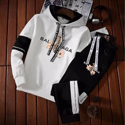 Men's Casual Hooded Tracksuits Hoodie+Sweatpants 2 Piece Set 2024 New Harajuku Streetwear Jogging Suit Sweatshirts Mens Clothes