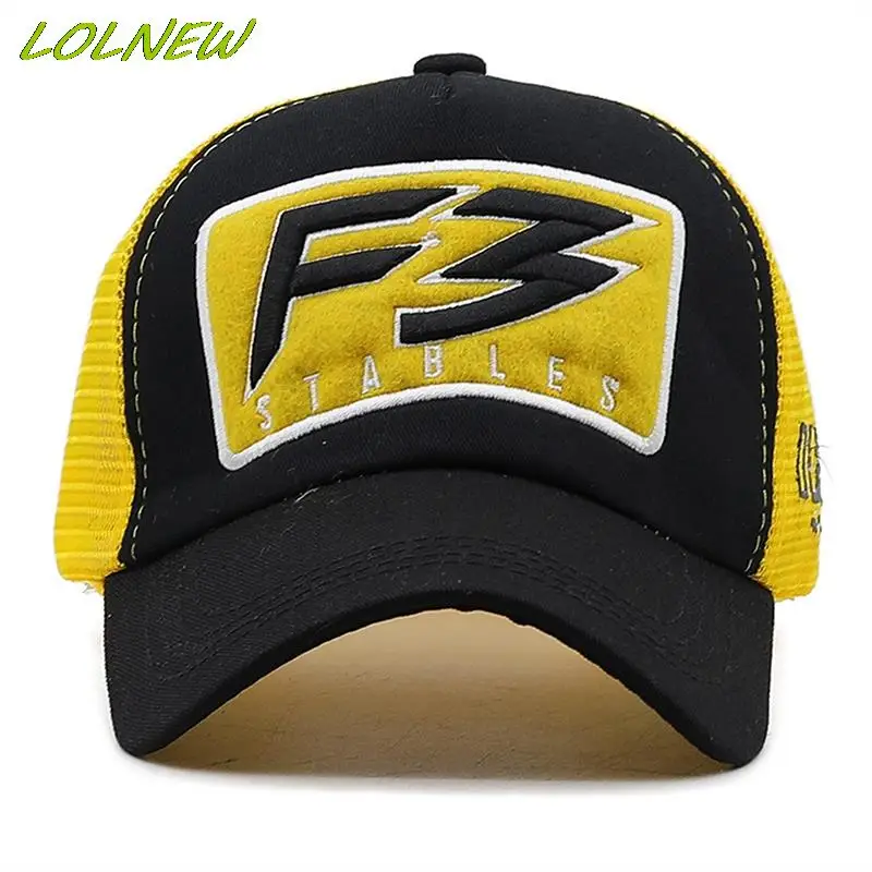 Summer Trucker Hat With Mesh Yellow 3D Letter Embroidery Baseball Cap For Men Women Breathable Sun Hats gorras hombre