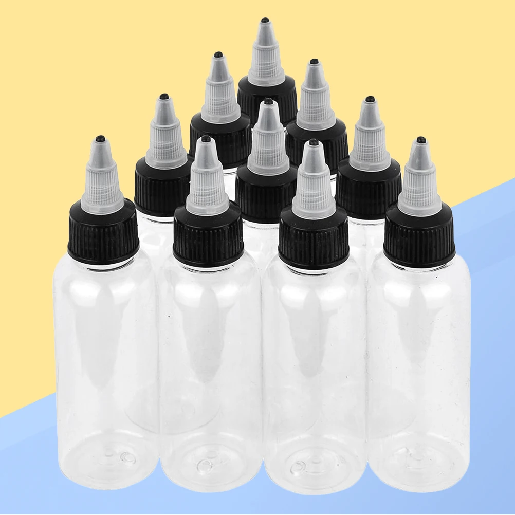 

10 шт. пустые бутылки с чернилами, большая емкость, прозрачные бутылки для хранения пигментов, герметичные пластиковые бутылки для жидкости для татуировки