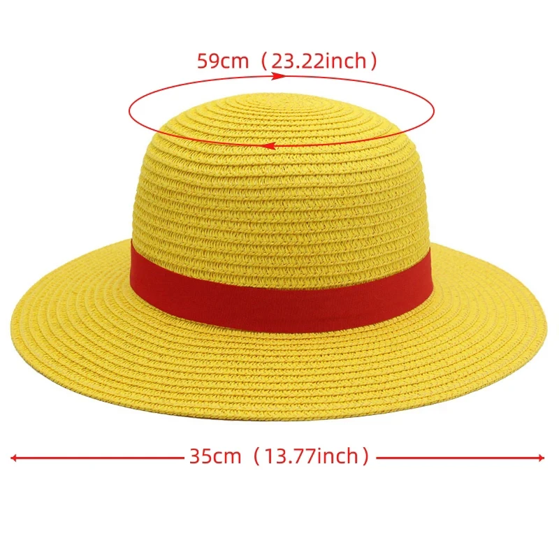 Anime One Piece Luffy Straw Hat Monkey D. Luffy Cosplay Costume Hat 35cm Summer Sun Hat Prop Accessories Gift ﻿