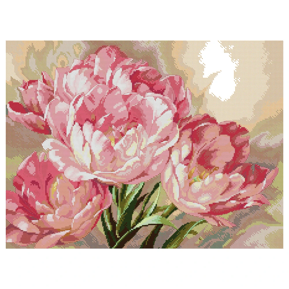 224 × 168 مجموعة غرز متقاطعة من Joy Sunday، زهور بيجونيا، بوليستر/100% خيط تطريز قطن، نمط غرز متقاطعة أبيض/مطبوع #1