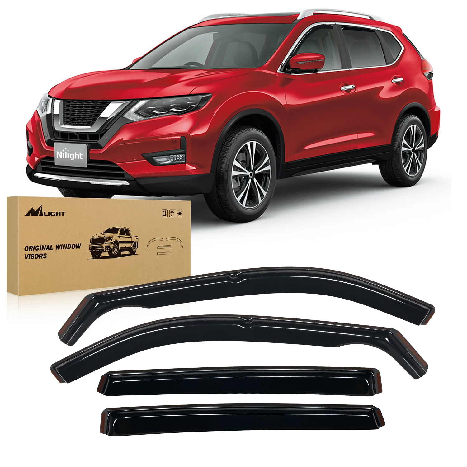 Nilight in Channel Rain Guards for Nissan Rogue 2021-2026 (NOT for Pathfinder Models) Side Window Deflectors Window Visors for Fresh Air in Rain, Highway Wind Noise Reduction-4PCS
