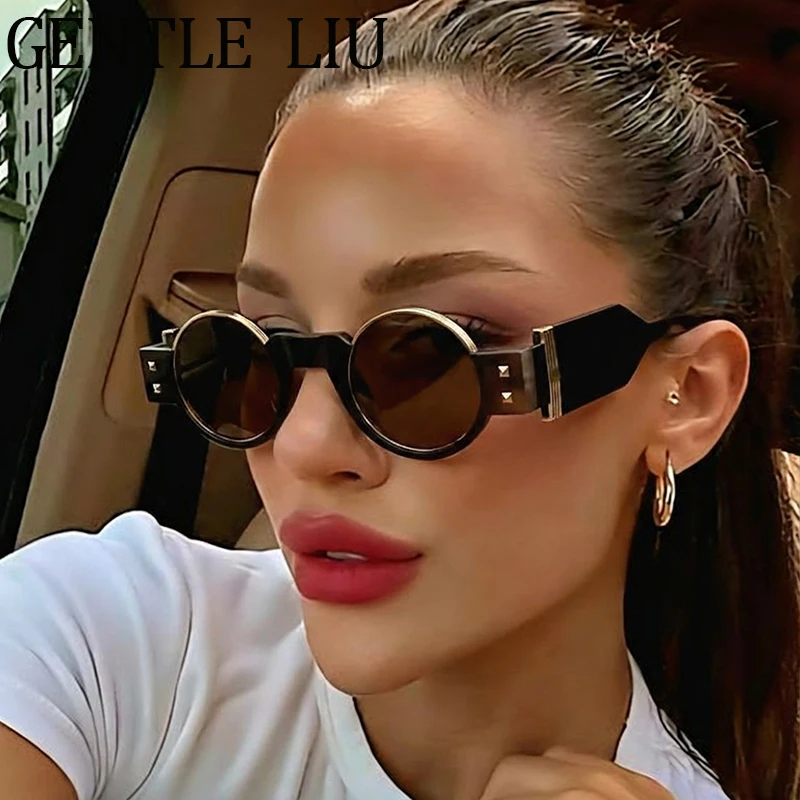 Steampunk Round Sunglasses Women 2026 Luxury Brand Vintage Y2K Punk Small Frame Sun Glasses Outdoor Travel Driving Shades UV400