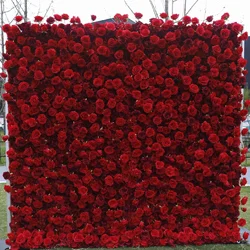 Backdrop Artificial Flower Wall Cloth Roll Up Curtain Floral Wall for Wedding Banquet / Party / Commercial Activity Decoration