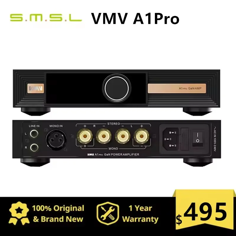 

SMSL VMV A1PRO Gallium Nitride Power Amplifer Stereo Pure Power Amplifier Mode Home Desktop Headphone AMP