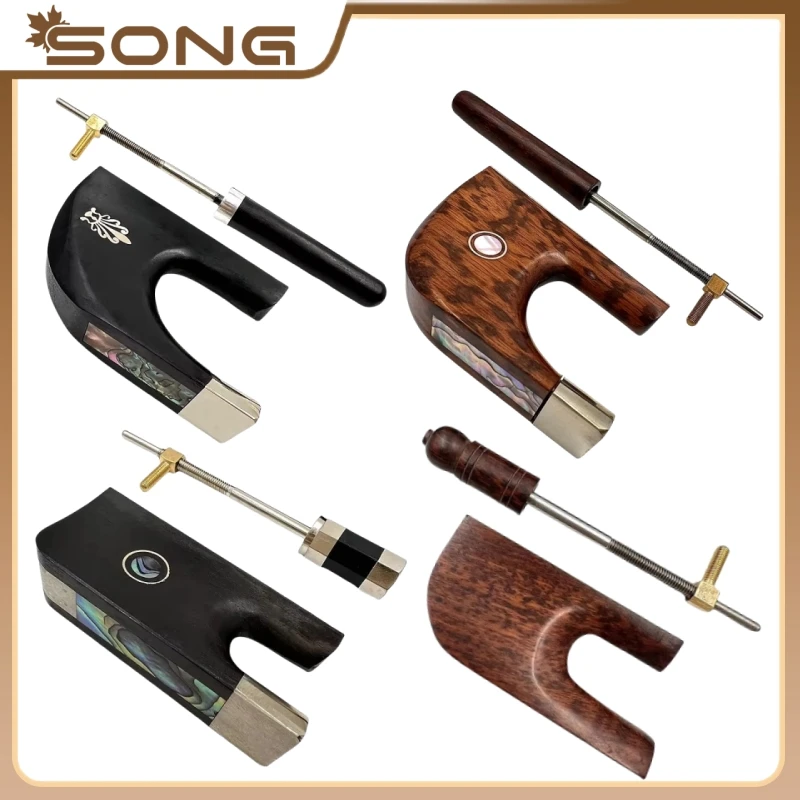 1szt Niemiecki styl 3/4-4/4 Upright Double Bass Bow Snakewood Ebony Frog + miedziany przycisk śrubowy Kolorowa część skorupy Abalone