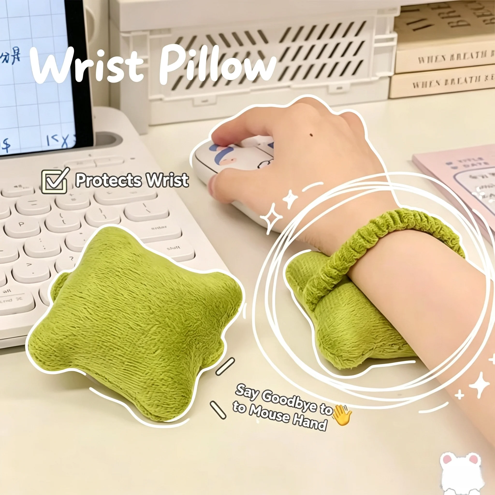 2Pcs Wrist Rest Support Pad, Anti‑Friction Mouse Keyboard Wrist Cushion for Office Typing Work