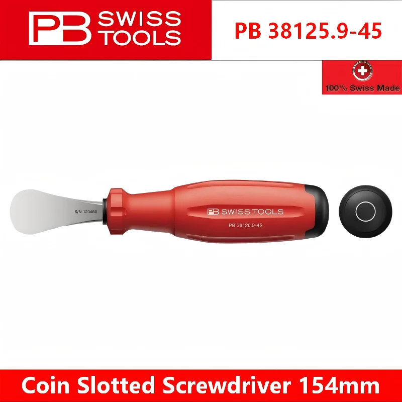 PB SWISS TOOLS Spring Steel Coin Screwdriver 154mm Swiss Grip EVO No Slip Flat Repair Hand Tool PB 38125.9-45