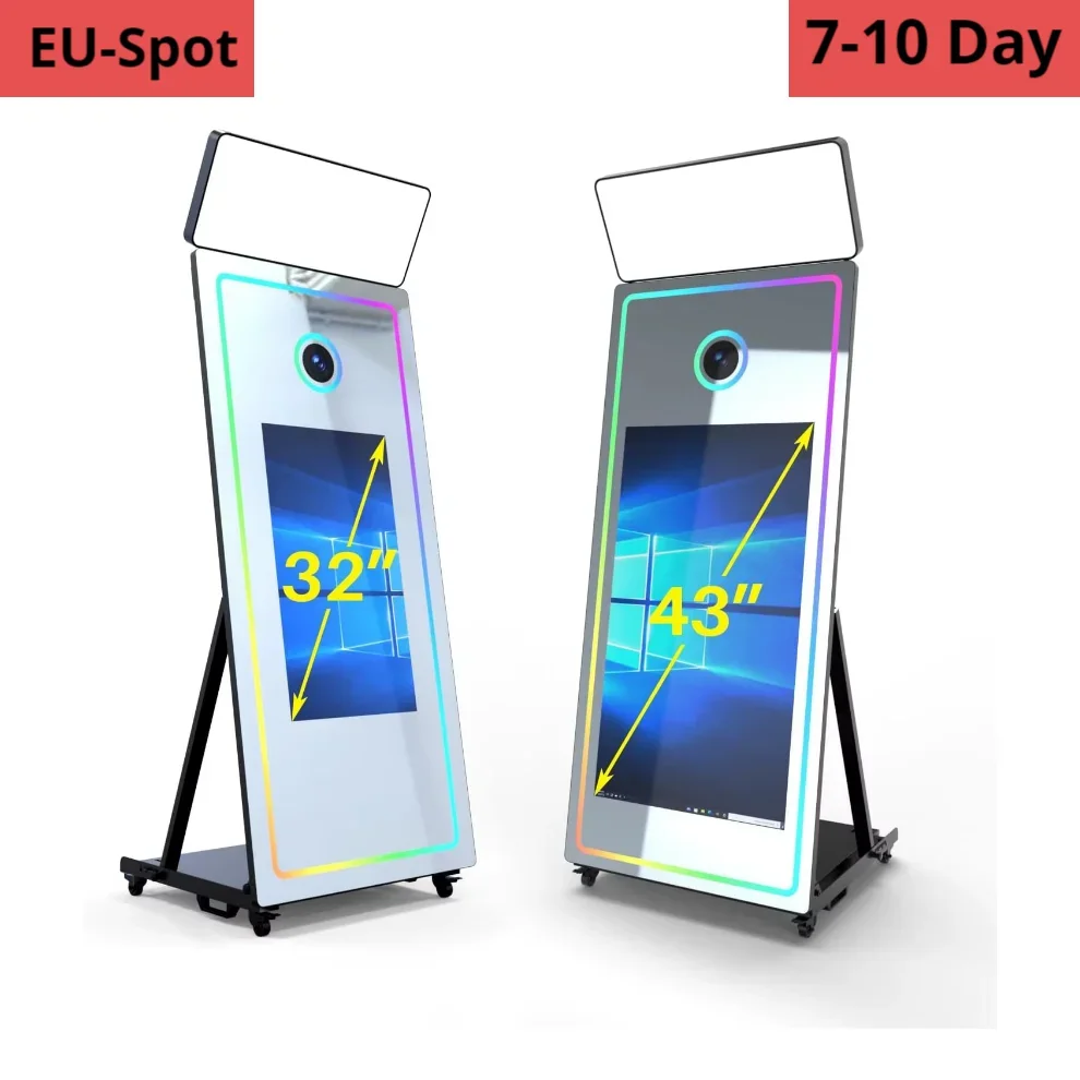 

2025EU's latest bestselling touch screen magic mirror photo booth magic selfie mirror with cam and printer trend mirror room