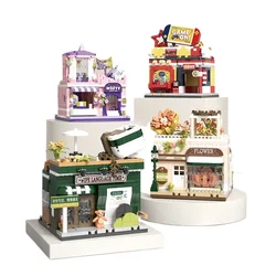 Balody Mini Blocks Street Small Shop Model Building Bricks Cake Coffee Store Toys Fun Girl Gifts Brinquedos Birthday