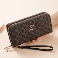 Double Zipper Wallets Women Men Long Coin Purses Cards Holder Handbags Billfold Wristlet Wallet Clutch Money Bags M Letter Purse
