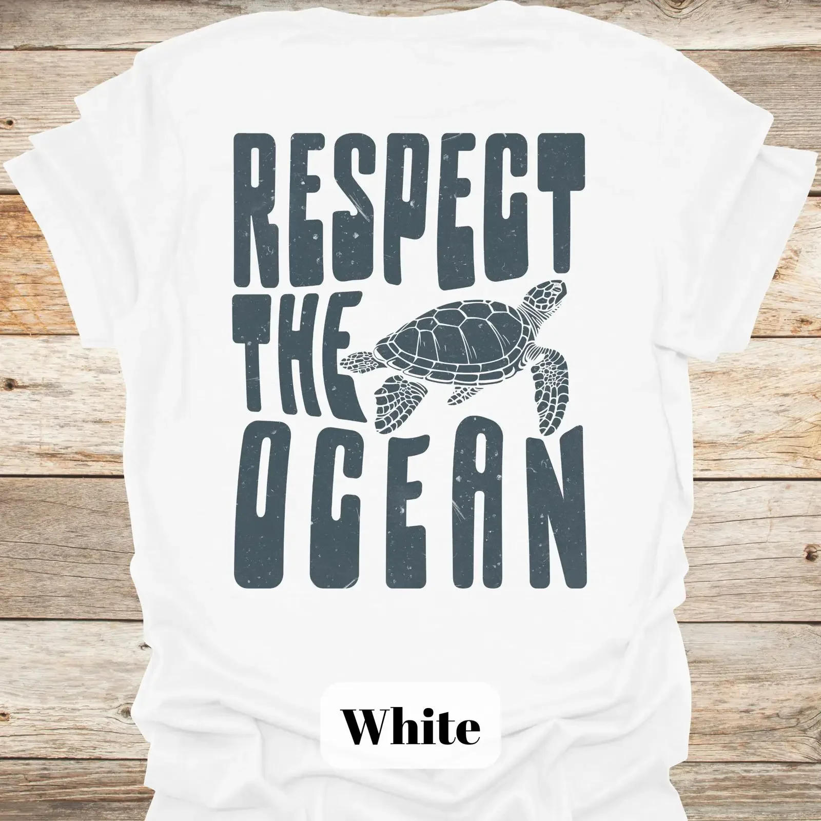 Respect The Ocean Sea Turtle T Shirt Beach Environmental Conscious Casual Seaturtle Apparel vintage Washed Soft Stylish homme