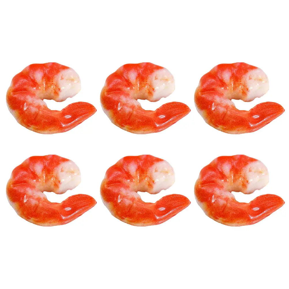 

6Pcs Simulation Shrimp Creative Shrimp Shaped Cognitive Educational Marine Animal Desktop Ornament Realistic Seafood Craft