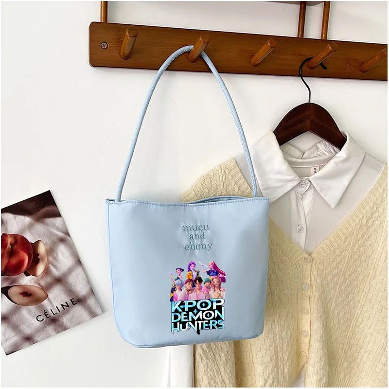 

KPop Demon Hunters Shoulder Bag Large Capacity Portable Handbag Fashion Cartoon Anime Pattern Canvas Bag Friend Birthday Gift