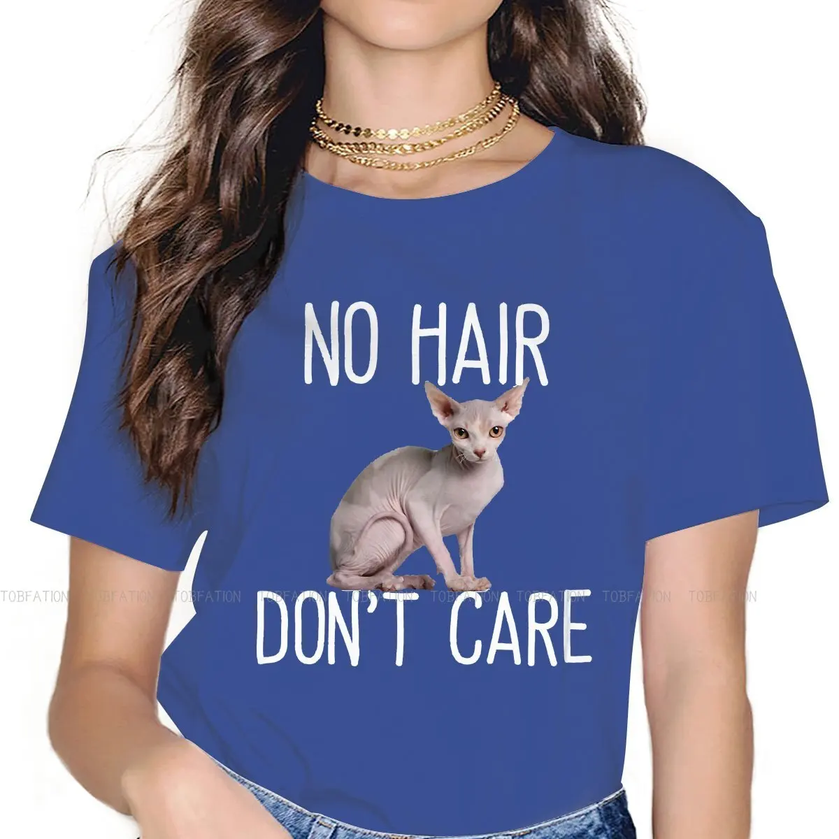 No Hair Not Care Fashion TShirts Sphynx Hairless Cat Cute Woman Pure Cotton 5XL T Shirt O Neck Oversized