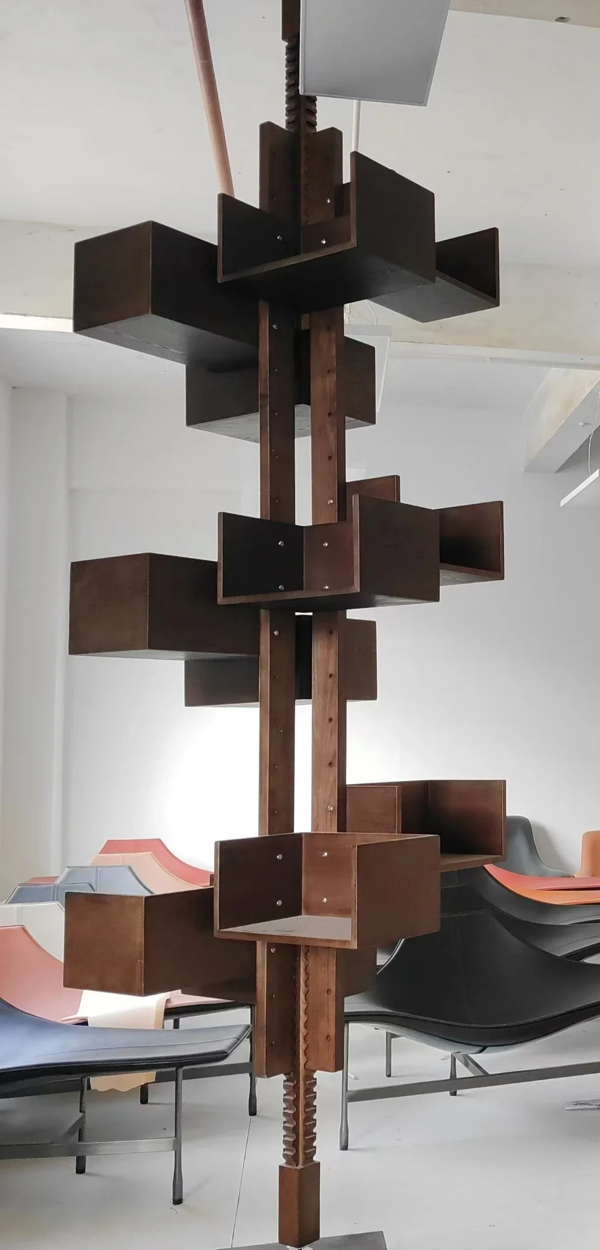 Rotating Bookcase Black Walnut Solid Wood Shelf Bookshelf