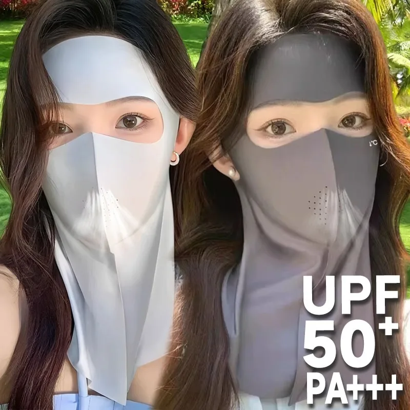 2026 New Breathable 3D Ice Silk UV Protection Face Mask Men Women UPF50+ Full Face Cover Cool Touch Summer Sun Shield Cycling