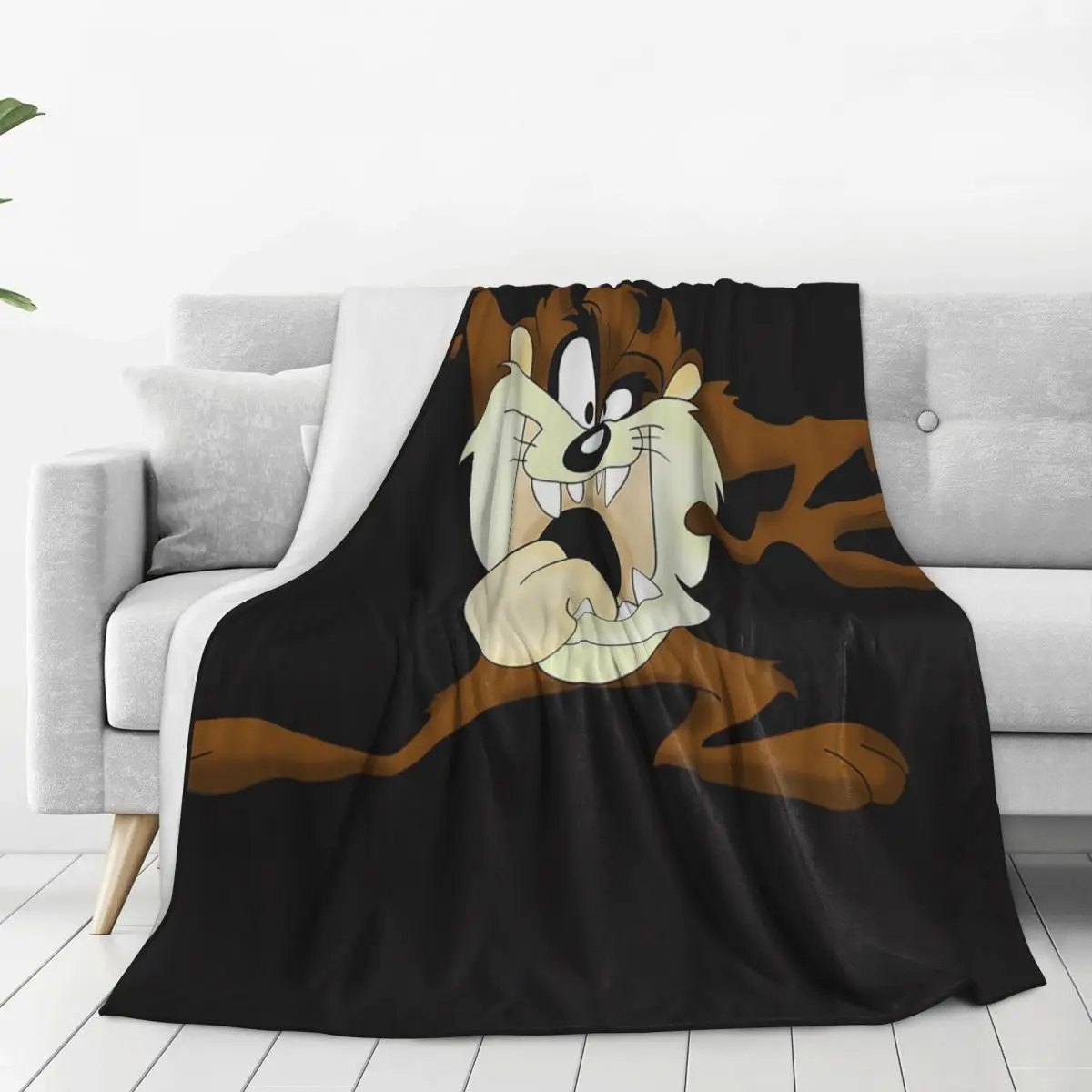 Cartoon Tasmanian Devil Comic Blanket Flannel Warm Sofa Throw Blankets For Home Bedroom Outdoor Throws Bedspread Quilt