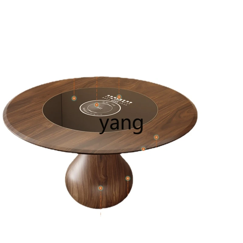 Yhl Cutting Board Hot Pot round Dining Table Retro Style Nordic Simple with Turntable Home Dining Tables and Chairs Set