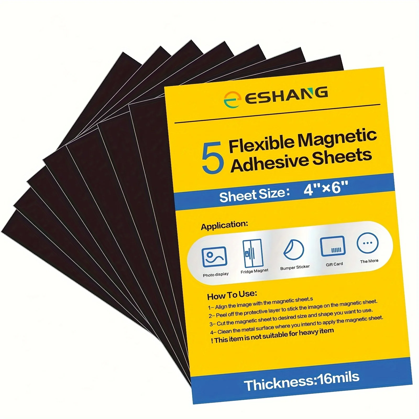 5 Sheets Adhesive Magnetic Sheets with Adhesive Backing 4 x 6 Inches Flexible Magnet Sheets with Self Adhesive Sticky Magnetic