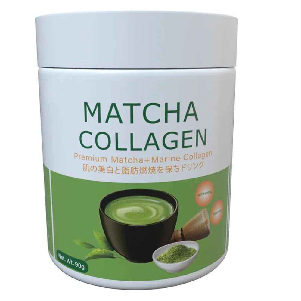 Matcha Collagen, Té Verde Orgánico en Polvo para la Salud Intestinal, Apoyo Articular, Energía, Cabello, Piel y Uñas, Sin Gluten, 90g