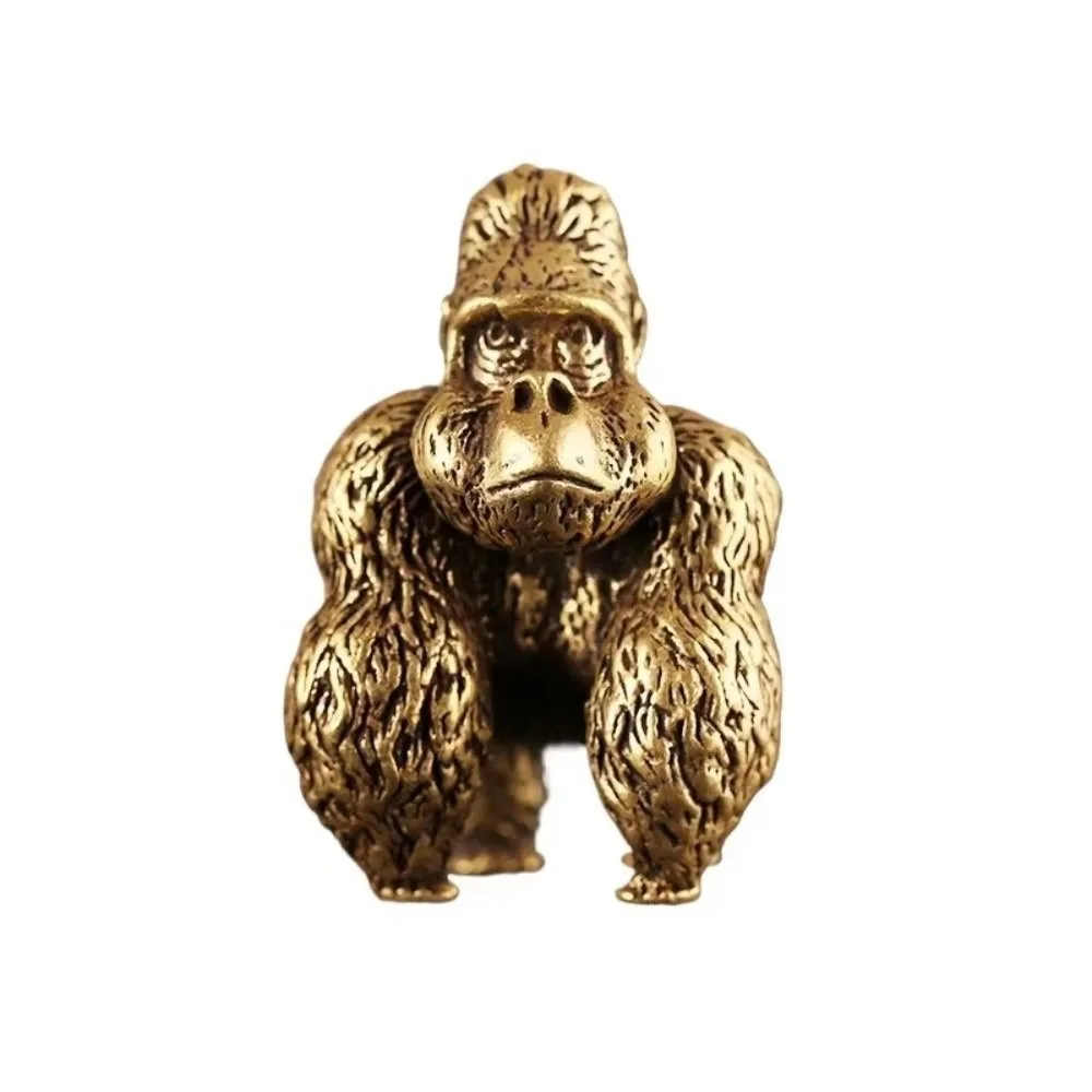 Vintage Gorilla Figurine Miniature Size Solid Gorilla Desk Ornament Antique Style Pure Copper Chimpanzee Model