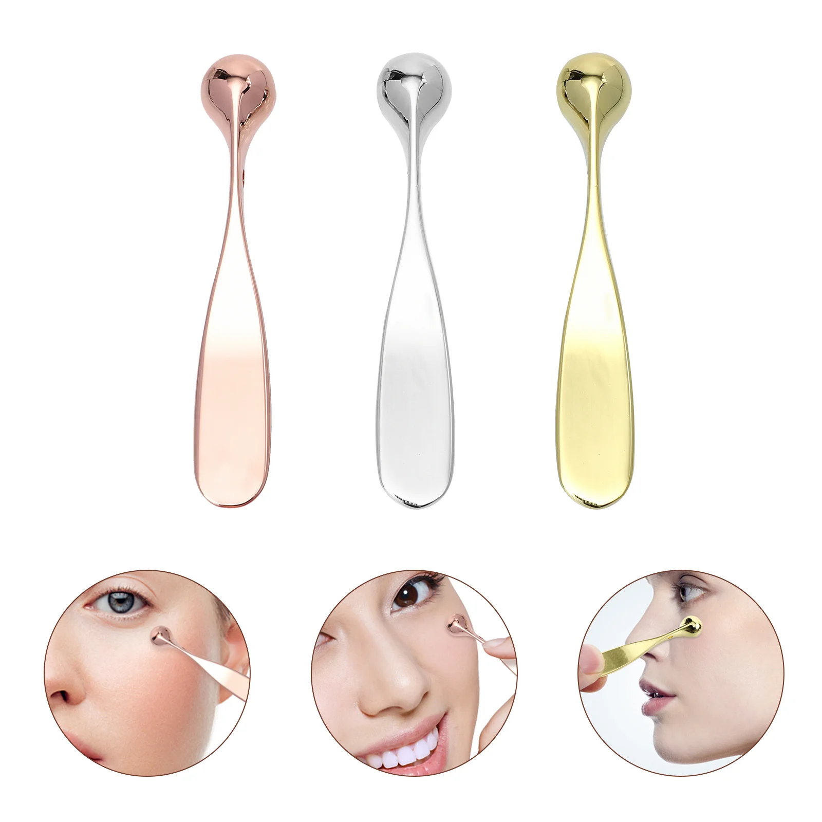 3 Pcs Mask Scoop Eye Cream Applicator Massager Stick Creams Face Makeup Spoon Digging Metal Spatula