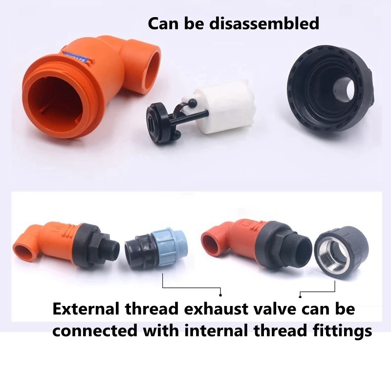 1/2~2 Inch Automatic Intake And Exhaust Valve Fittings Accessories Plastic Miniature Air Valve For Agricultural Irrigation