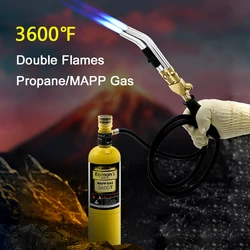 Double Jets Propane Welding Torch 3600℉ Mapp Gas Welding Gun With Electronic Ignition Air Conditioner Copper Tube Welding Guns