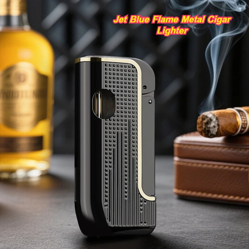 

Newly Exquisite Craftsmanship All Metal Windproof Blue Flame Lighter Multi functional Cigar Igniter High end Business Gift