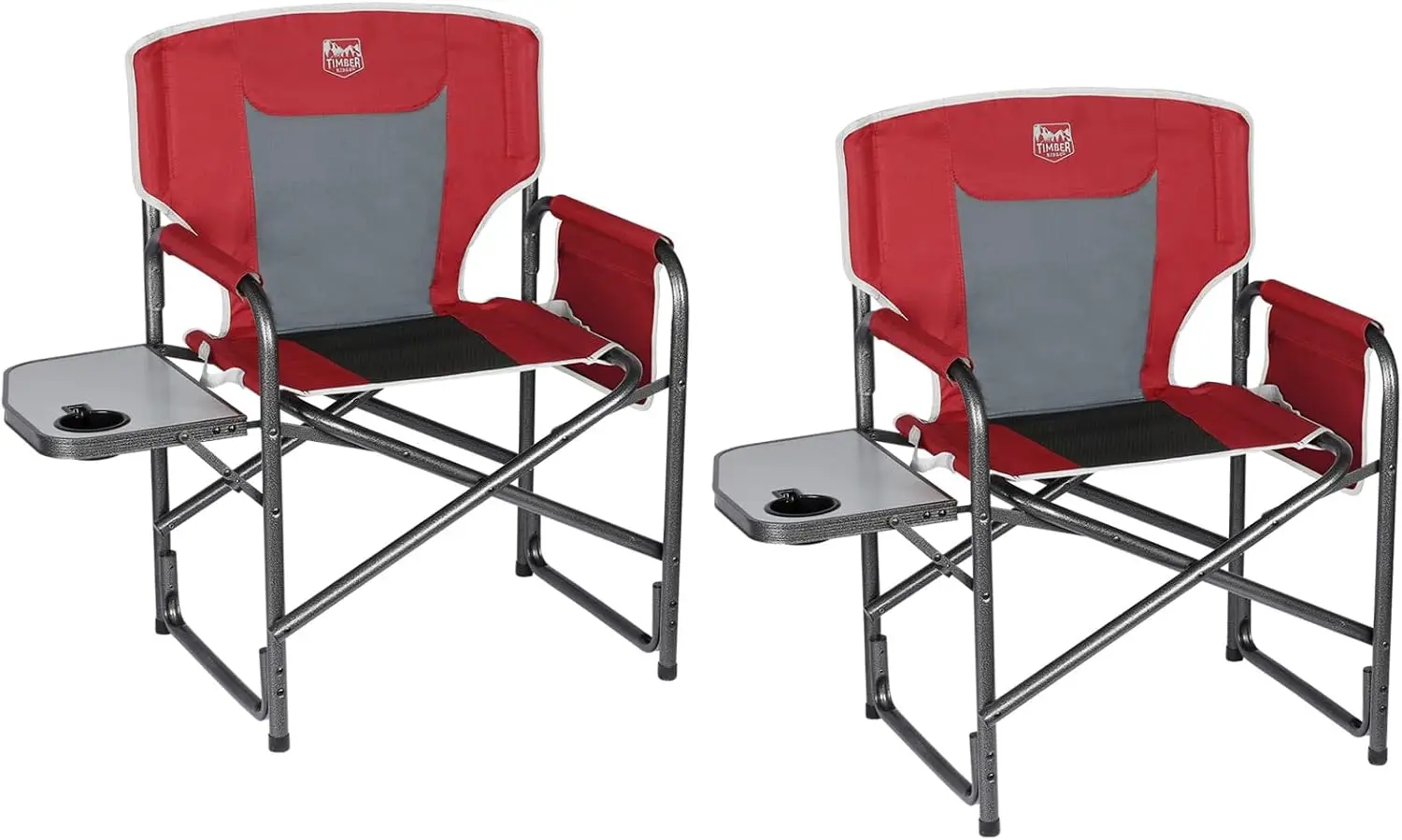 RIDGE Lightweight Oversized Camping Chair, Portable Aluminum Directors Chair with Side Table Detachable Side Pocket for Outdoor