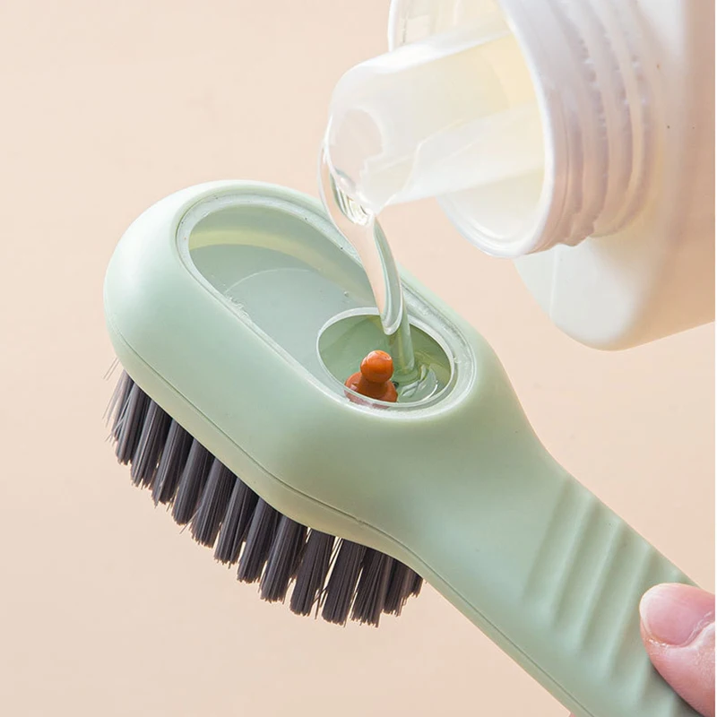 Multifunctional Laundry Brush Liquid Shoe Brush With Handle Flexible Washing Scrub Brush Soft Bristles Cleaning Tools Household